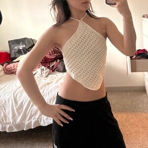 White Crochet Halter Top